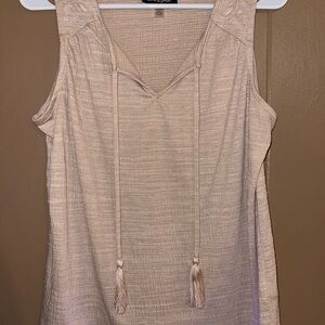 Cable & Gauge Beige Sleeveless Blouse